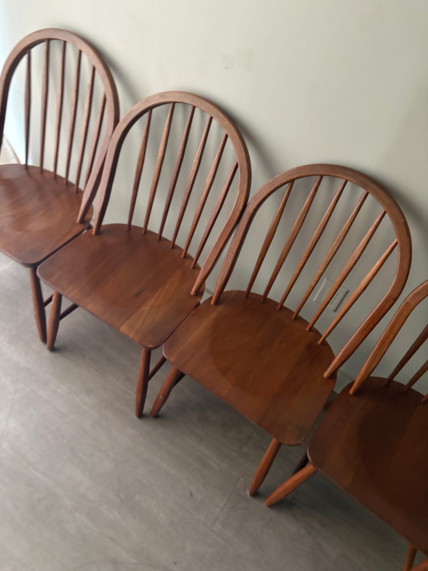 Danish teak hoop-back Windsor dining chairs. Sold in pairs.