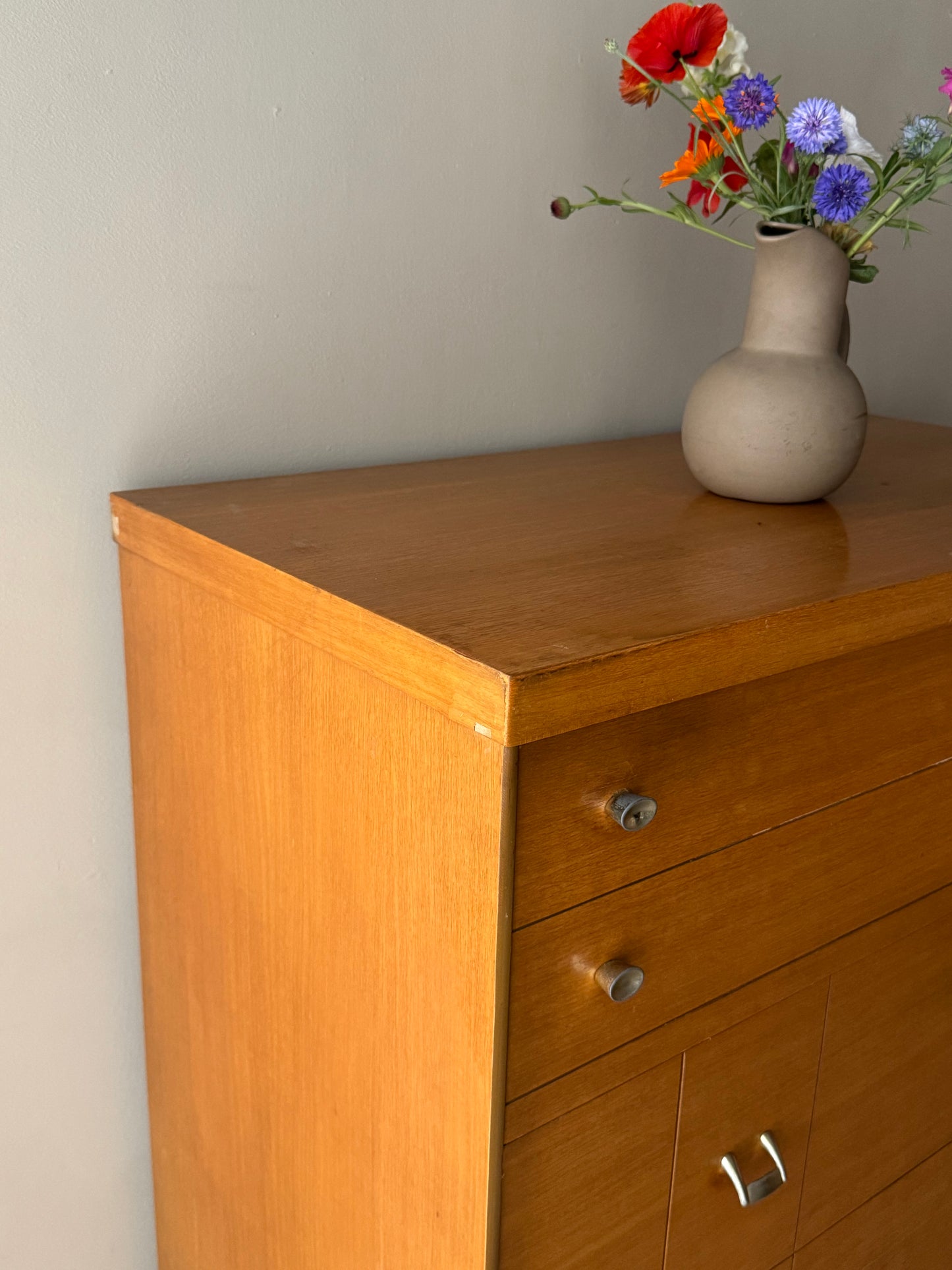 Walnut Dresser with Silver pulls