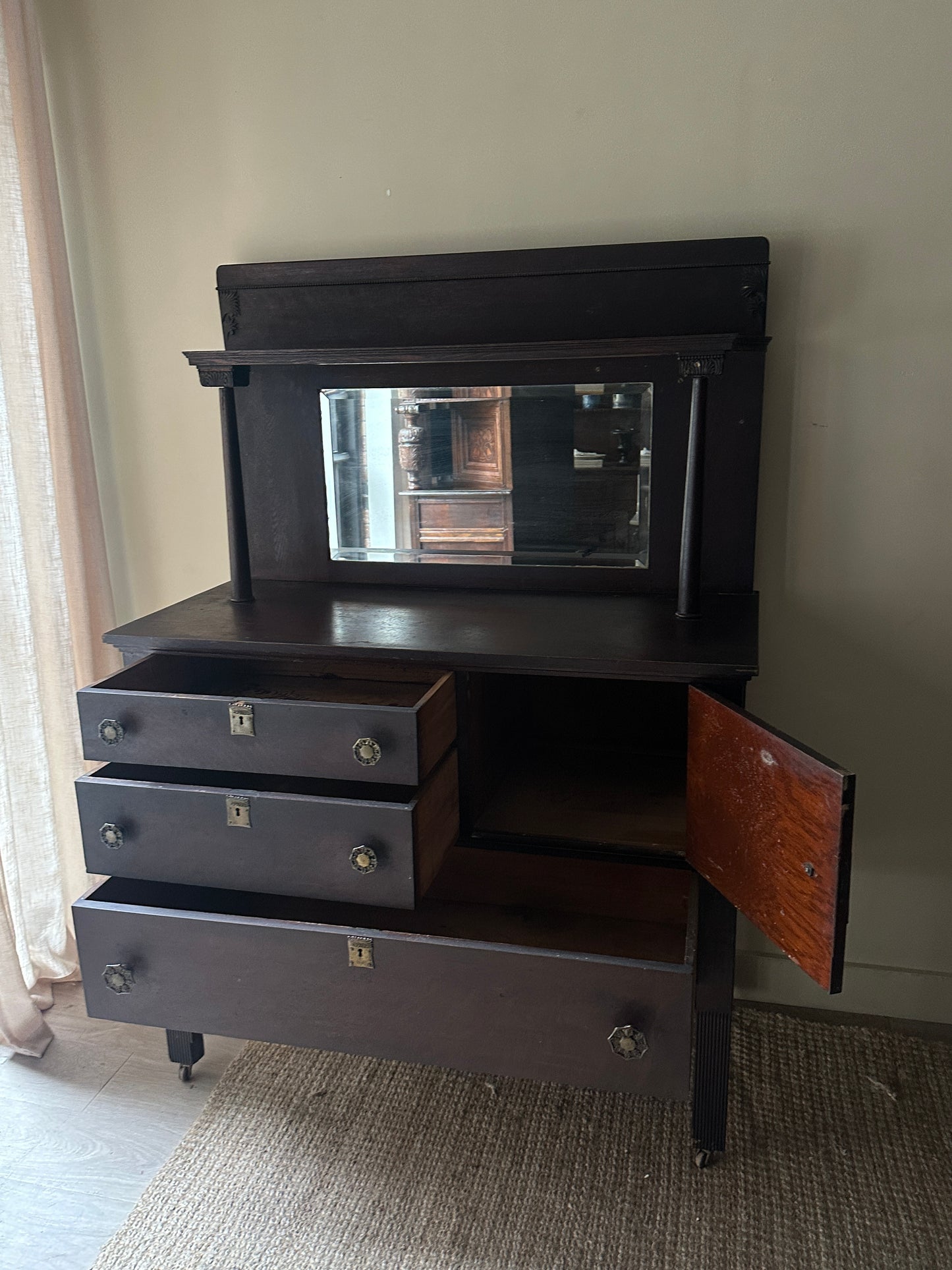 Craftsman Oak Server with Mirror