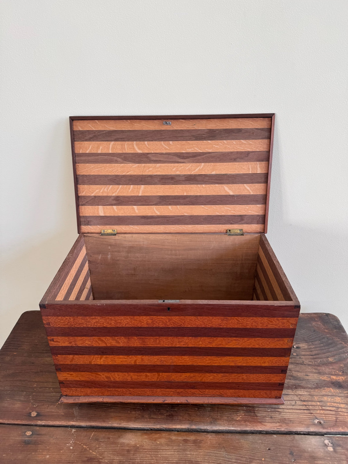 Pennsylvania Sheraton striped mixed wood miniature chest