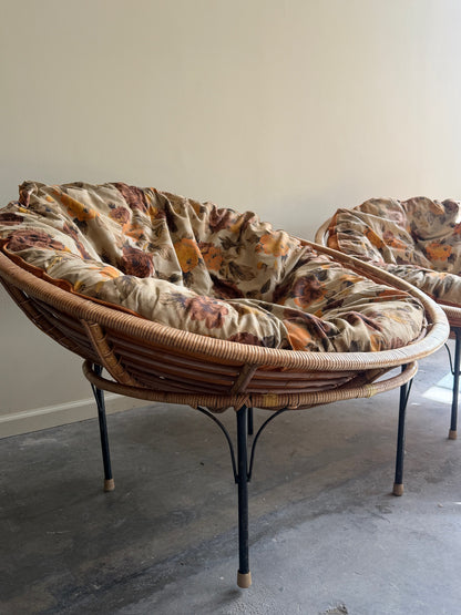 Wicker & metal circular lounge chairs. Sold individually.