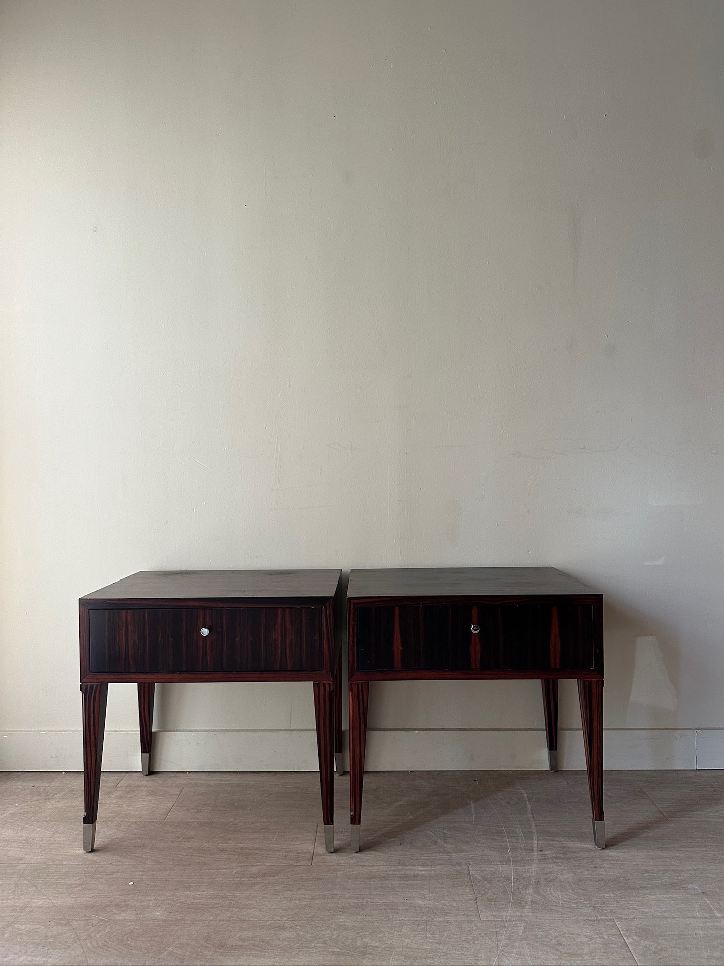 2 Decca rosewood nightstands. Sold individually.