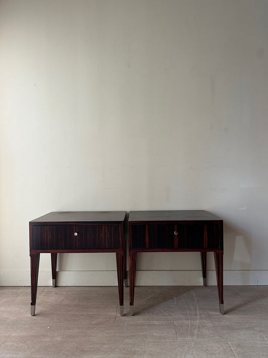 2 Decca rosewood nightstands. Sold individually.
