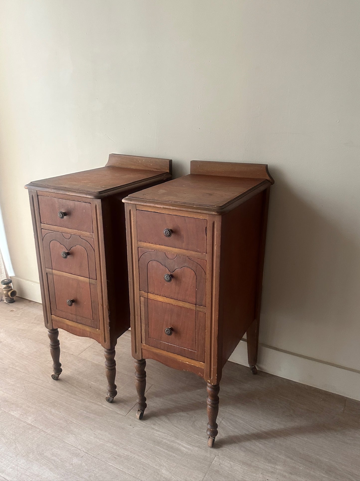 2 depression era nightstands. Sold individually.