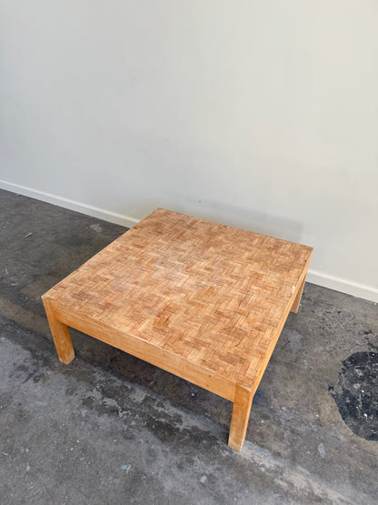 Woven bamboo top beech coffee table
