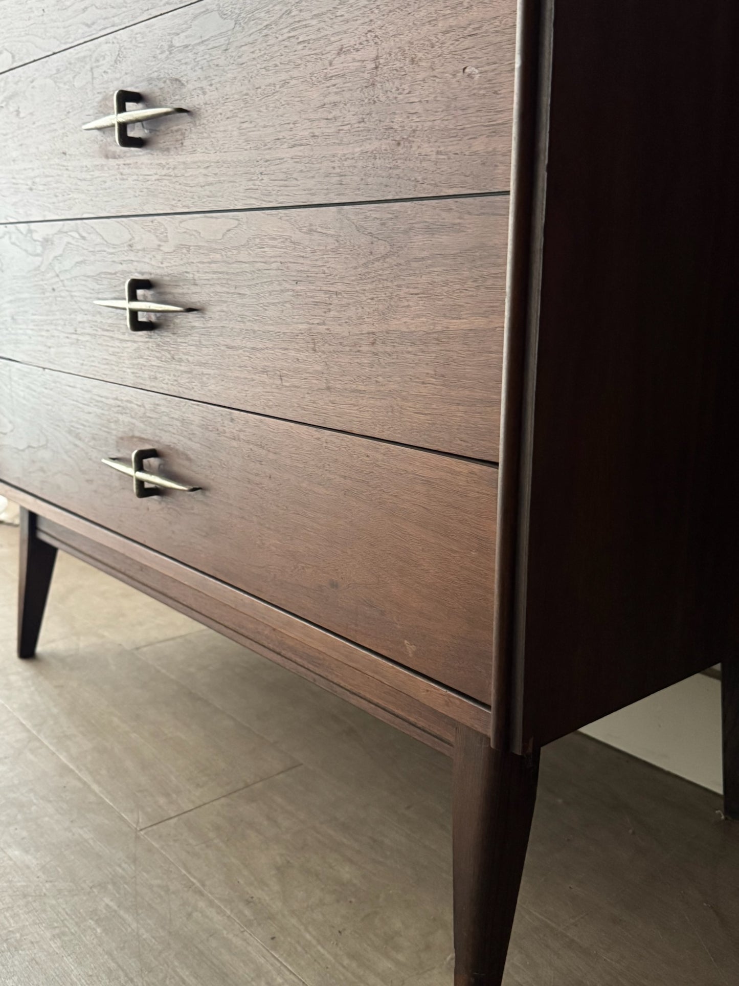 Bassett walnut tallboy dresser