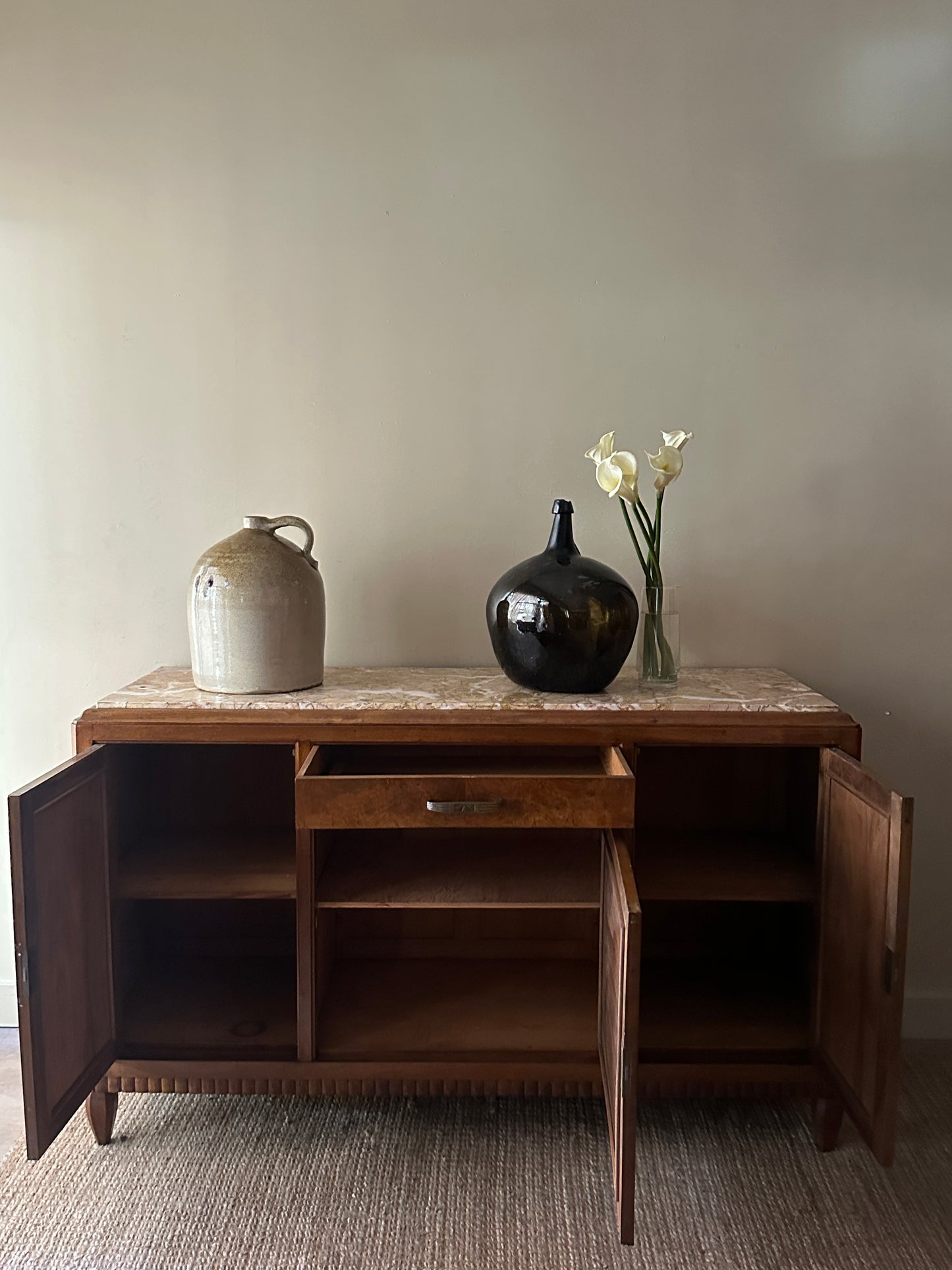 Deco walnut burl sideboard