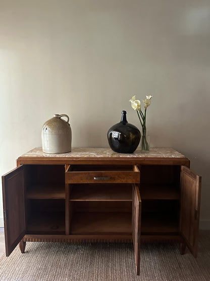 Deco walnut burl sideboard