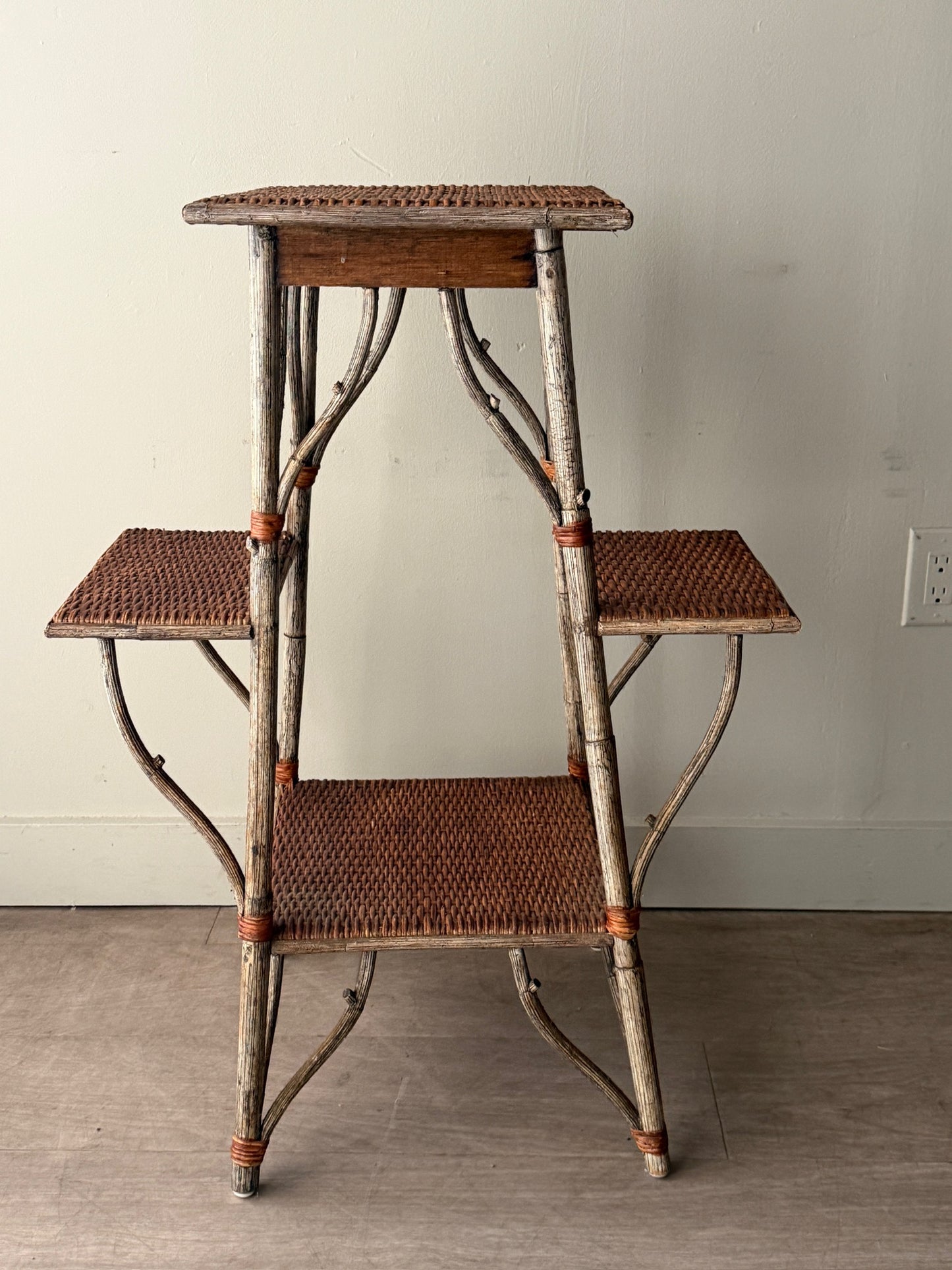 Tiered rattan plant stand