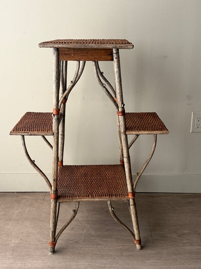 Tiered rattan plant stand