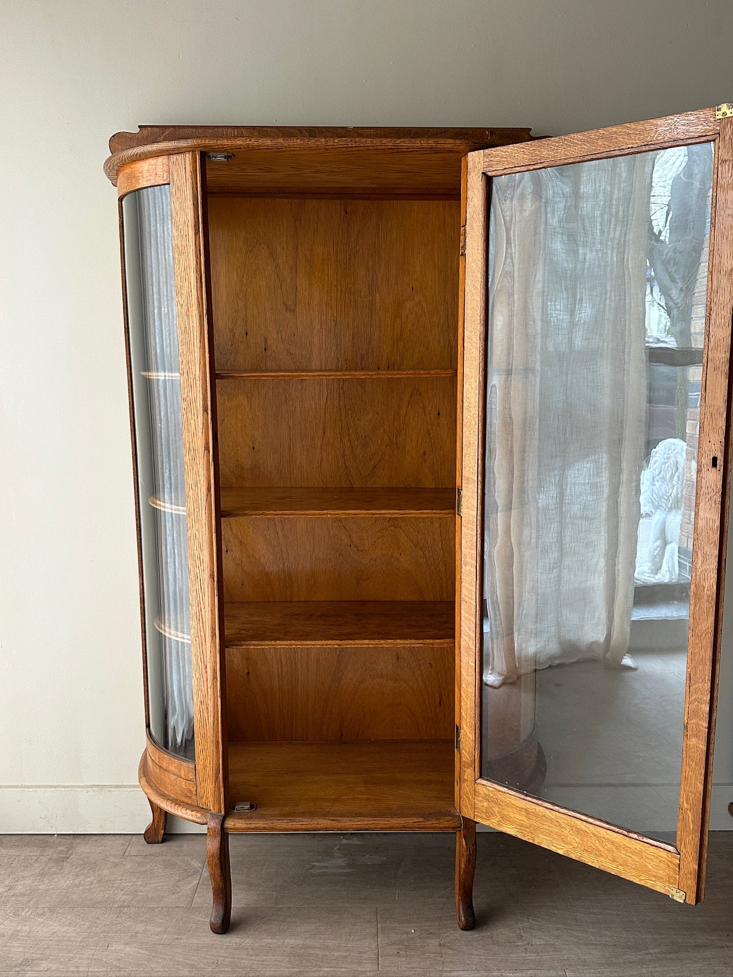 Oak curio cabinet
