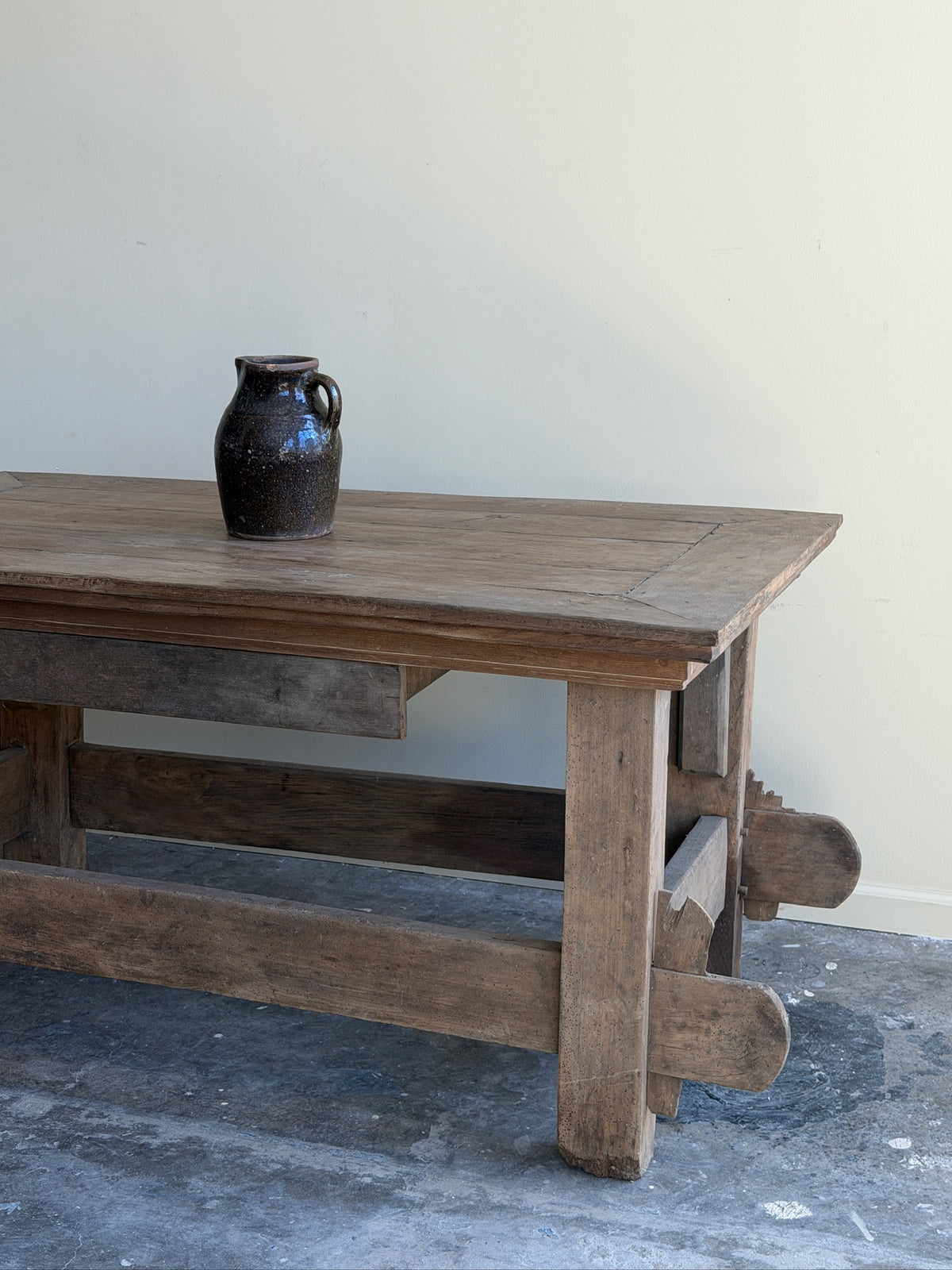 French oak dining table with extensions