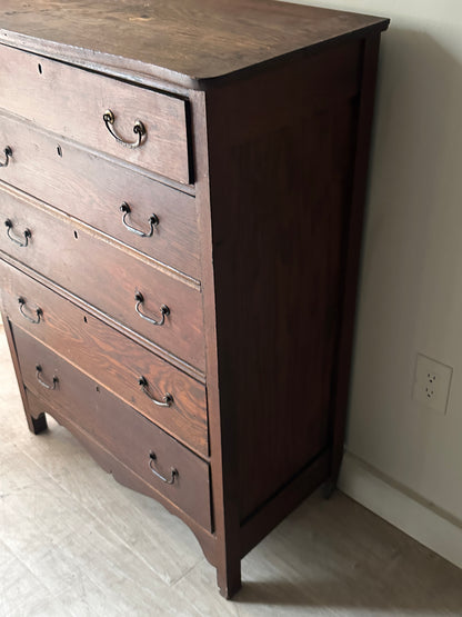 Oak dresser with brass handles - as is