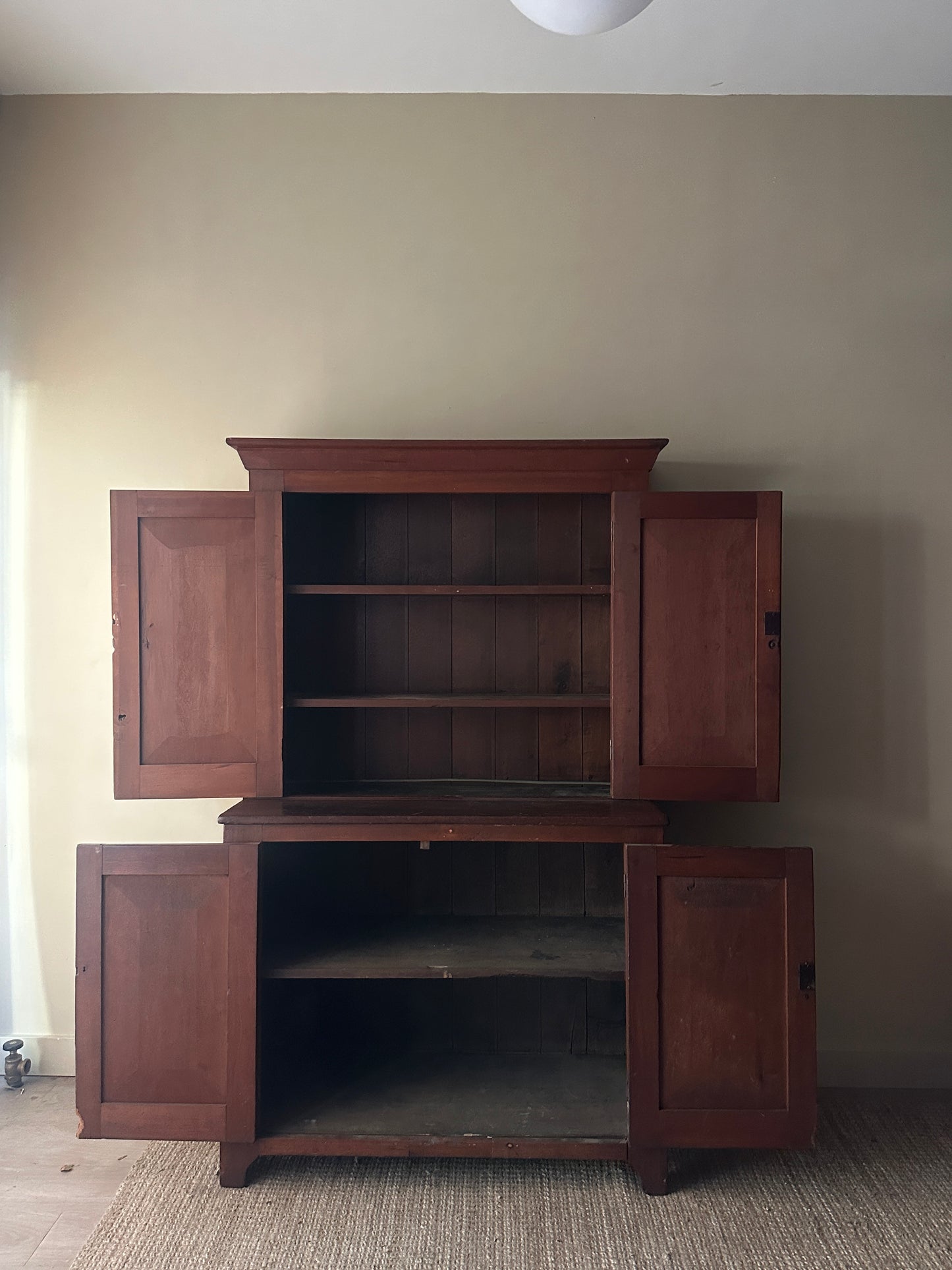 Dark pine two piece hutch