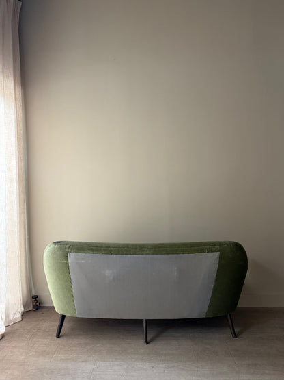 Danish celadon velvet sofa