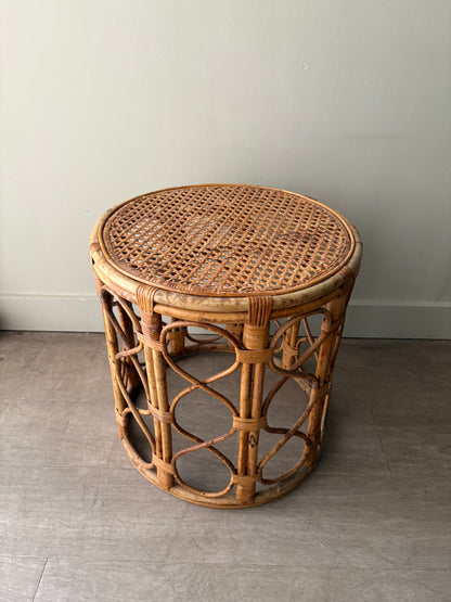 Caned rattan & pencil reed cocktail table