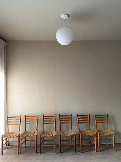 6 slatted dining chairs. Sets of 2.