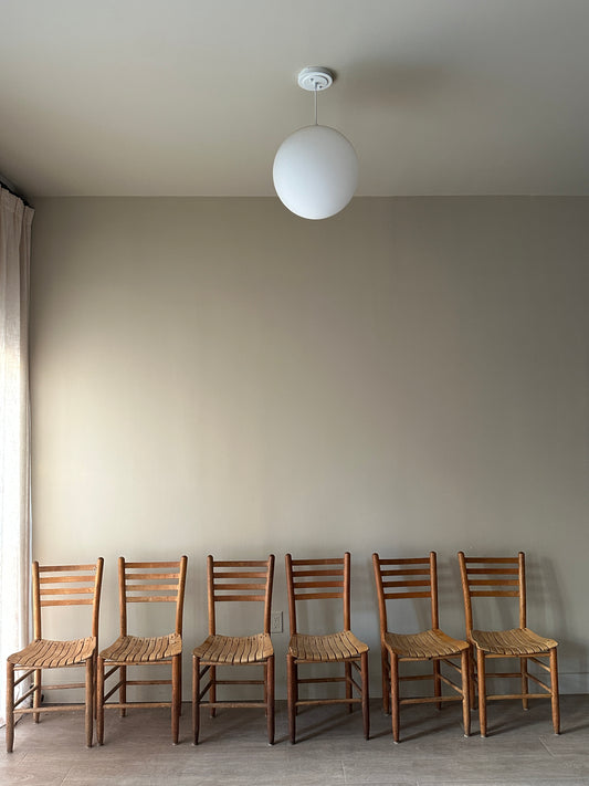 6 slatted dining chairs. Sets of 2.