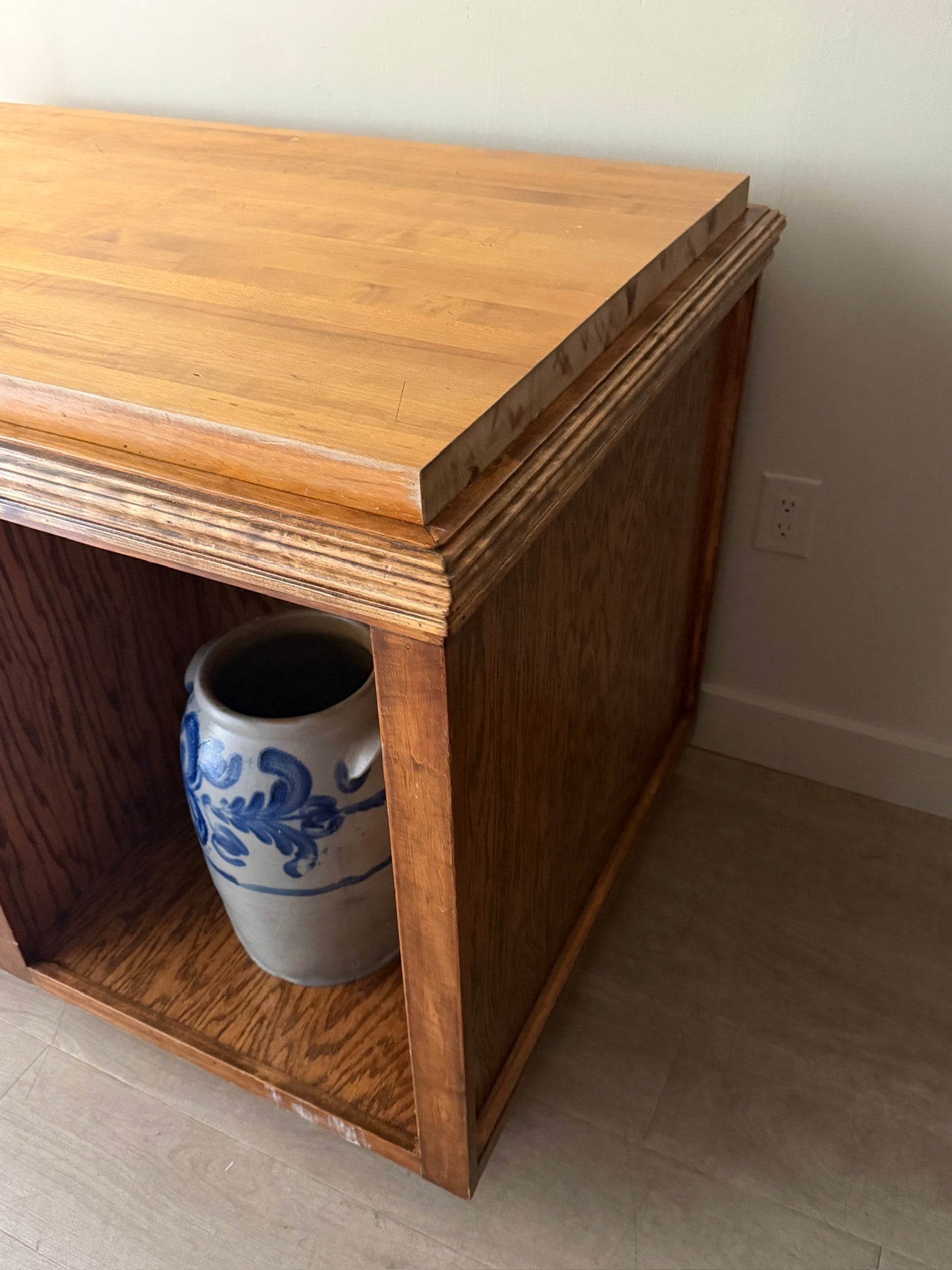 Oak mercantile table/island with butcher block top