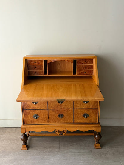Swedish burl walnut secretary dresser