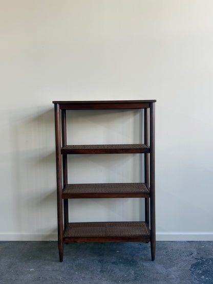 Caned walnut shelf