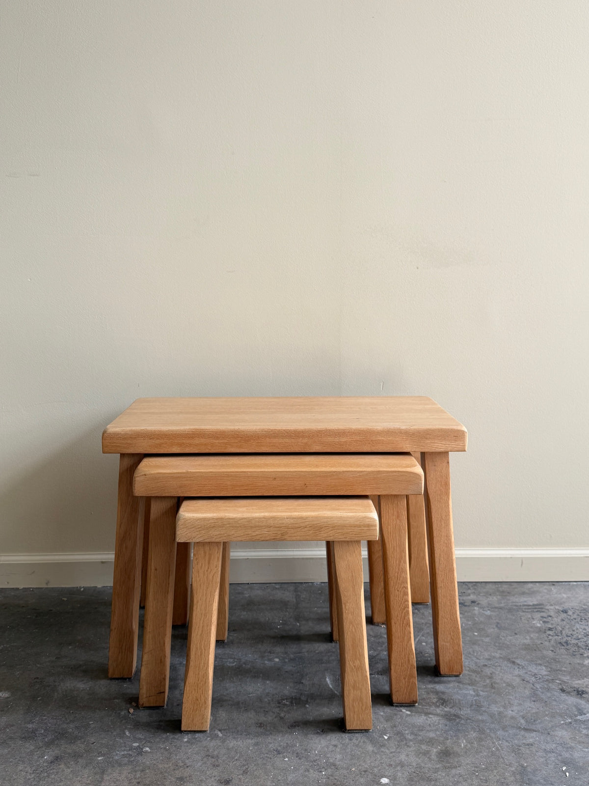 Dutch Brutalist oak nesting tables