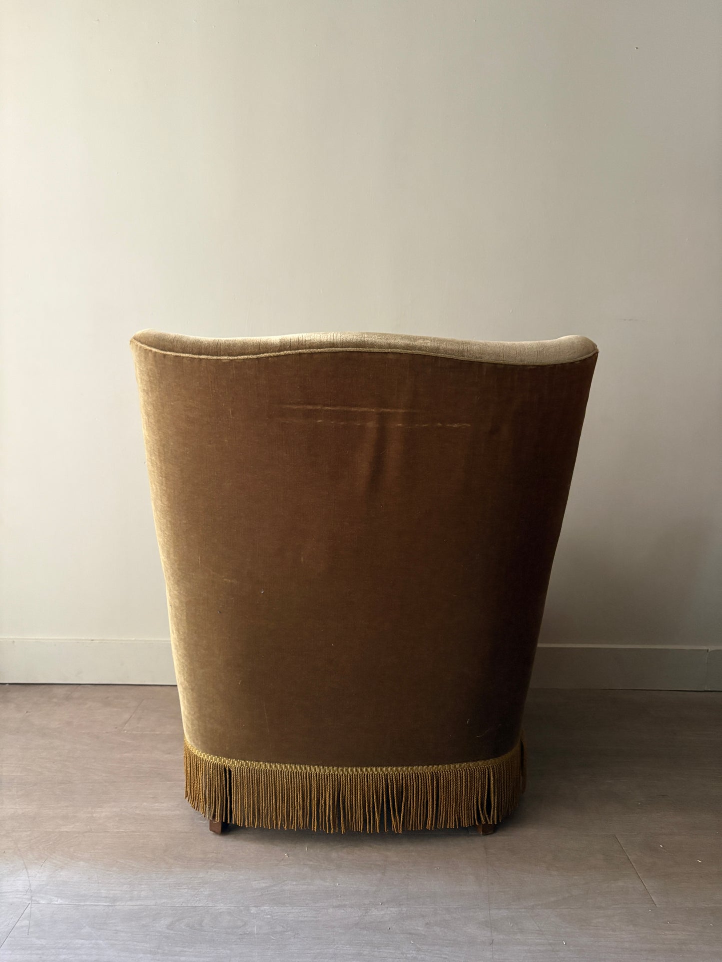 Danish olive mohair lounge chair