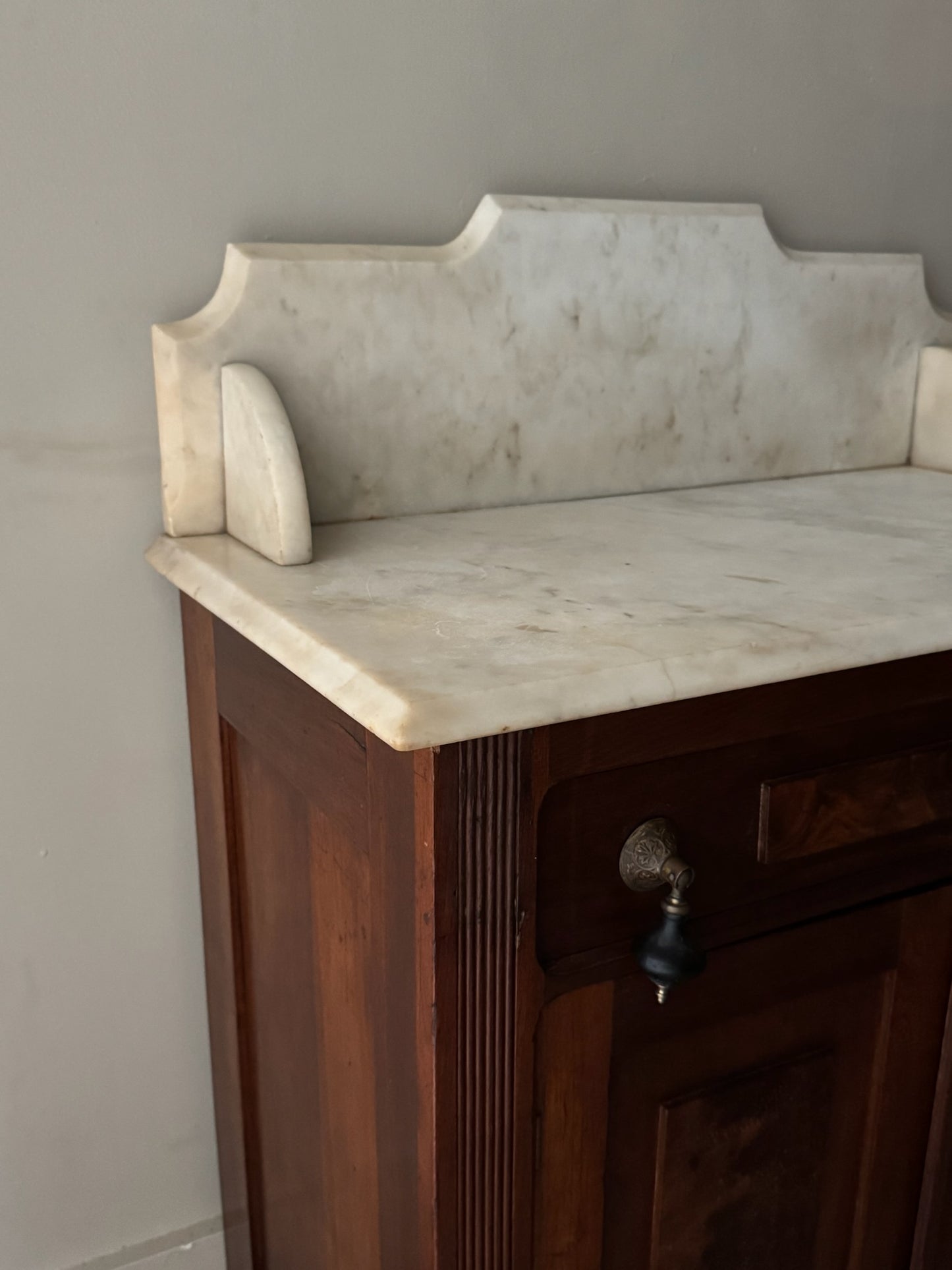 Victorian marble top walnut washstand