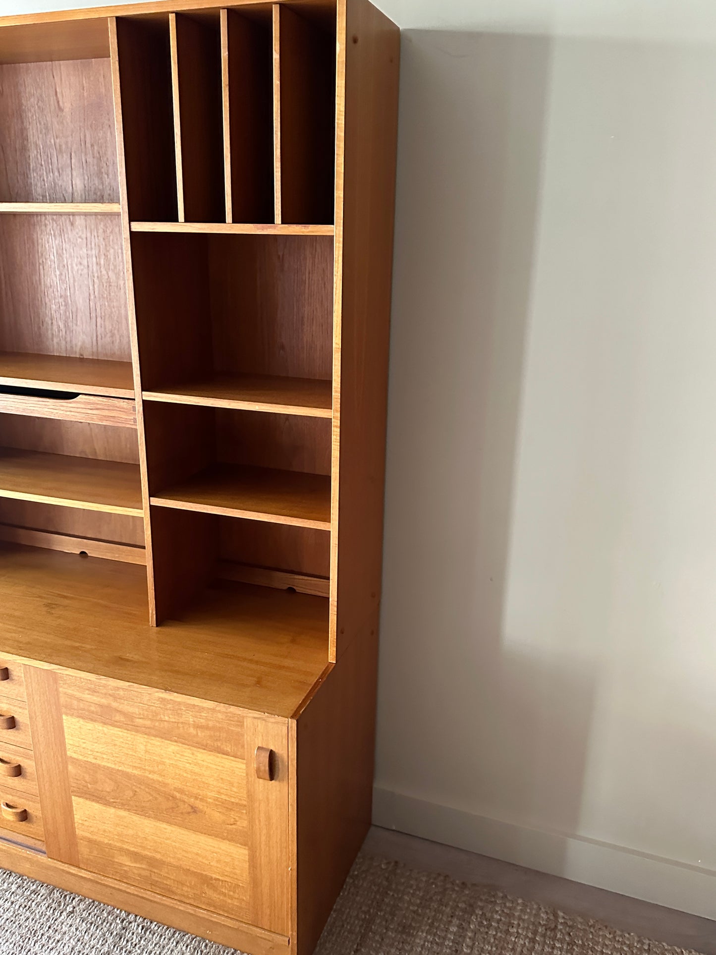 Teak two piece bookcase