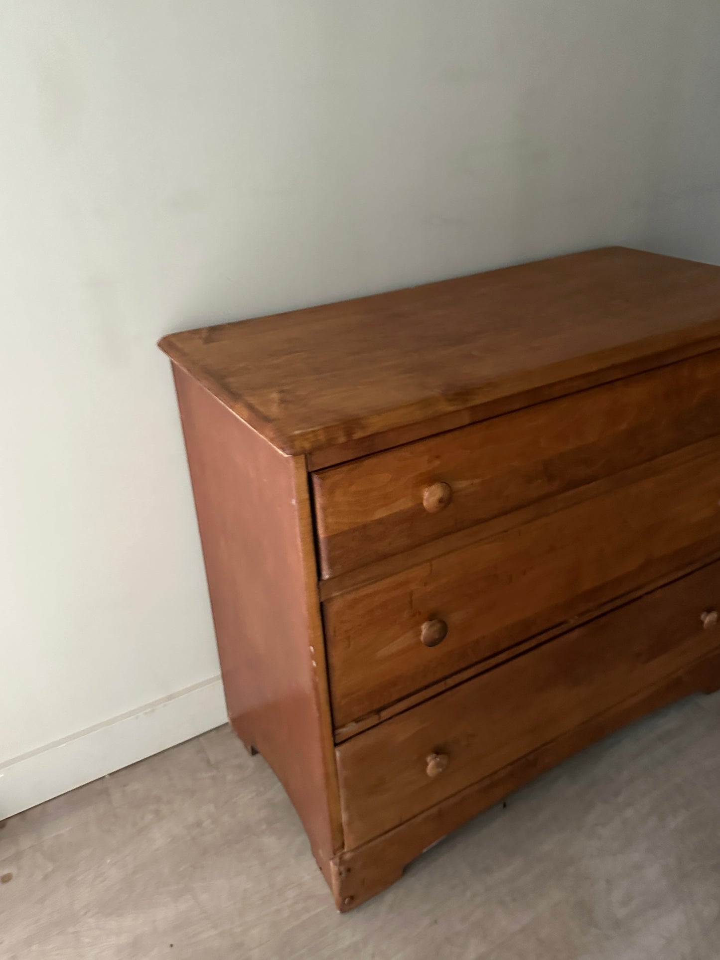 Maple three drawer dresser