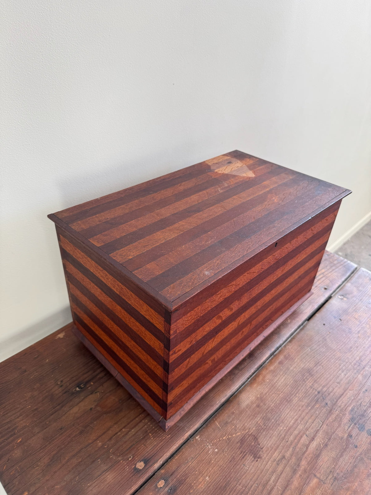 Pennsylvania Sheraton striped mixed wood miniature chest