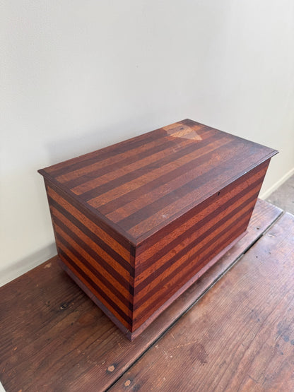 Pennsylvania Sheraton striped mixed wood miniature chest