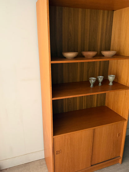Danish teak bookcase with sliding doors