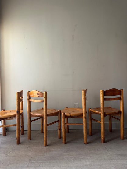Rainer Daumiller pine dining chairs. Sold as a set of 4.