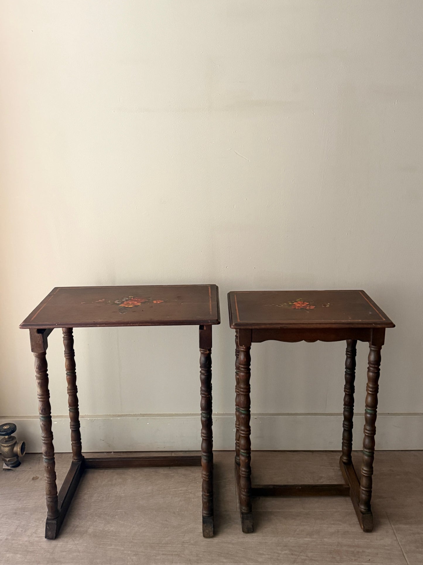 Edwardian painted oak nesting tables