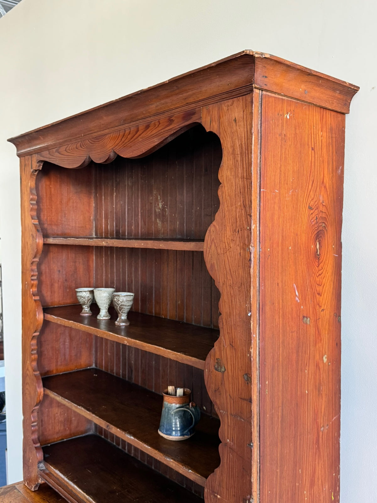 Southern yellow pine two piece hutch