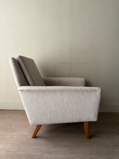 Swedish oatmeal striped lounge chair