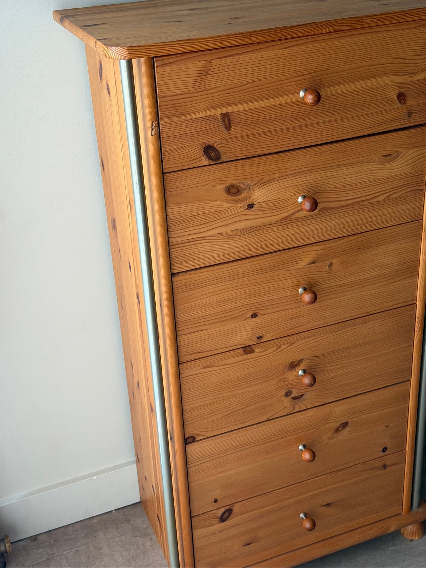 Scandinavian pine tallboy dresser