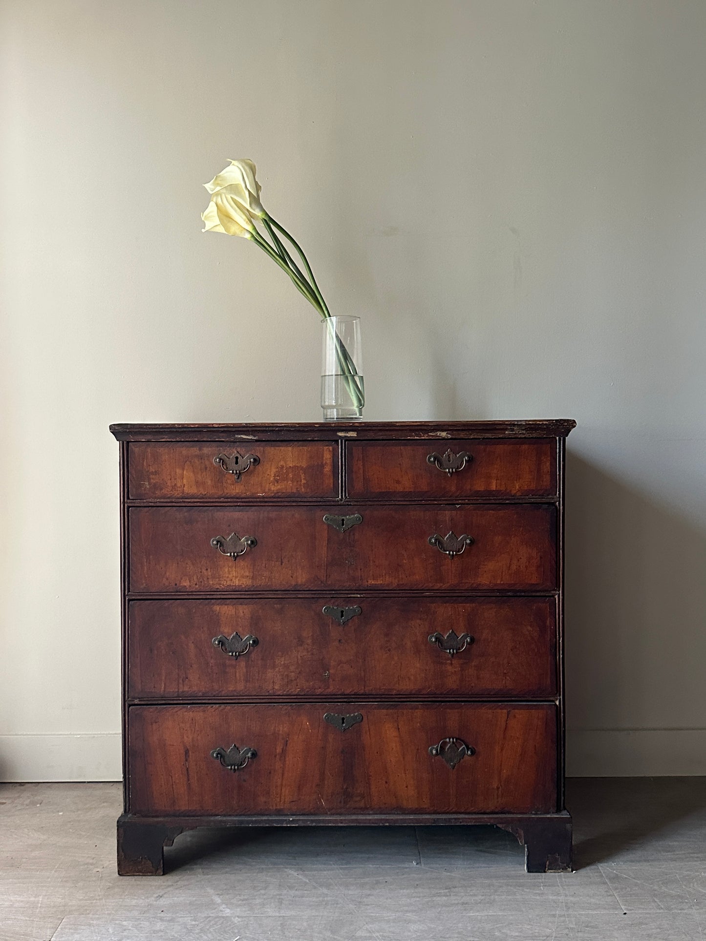 William and Mary cross banded walnut dresser