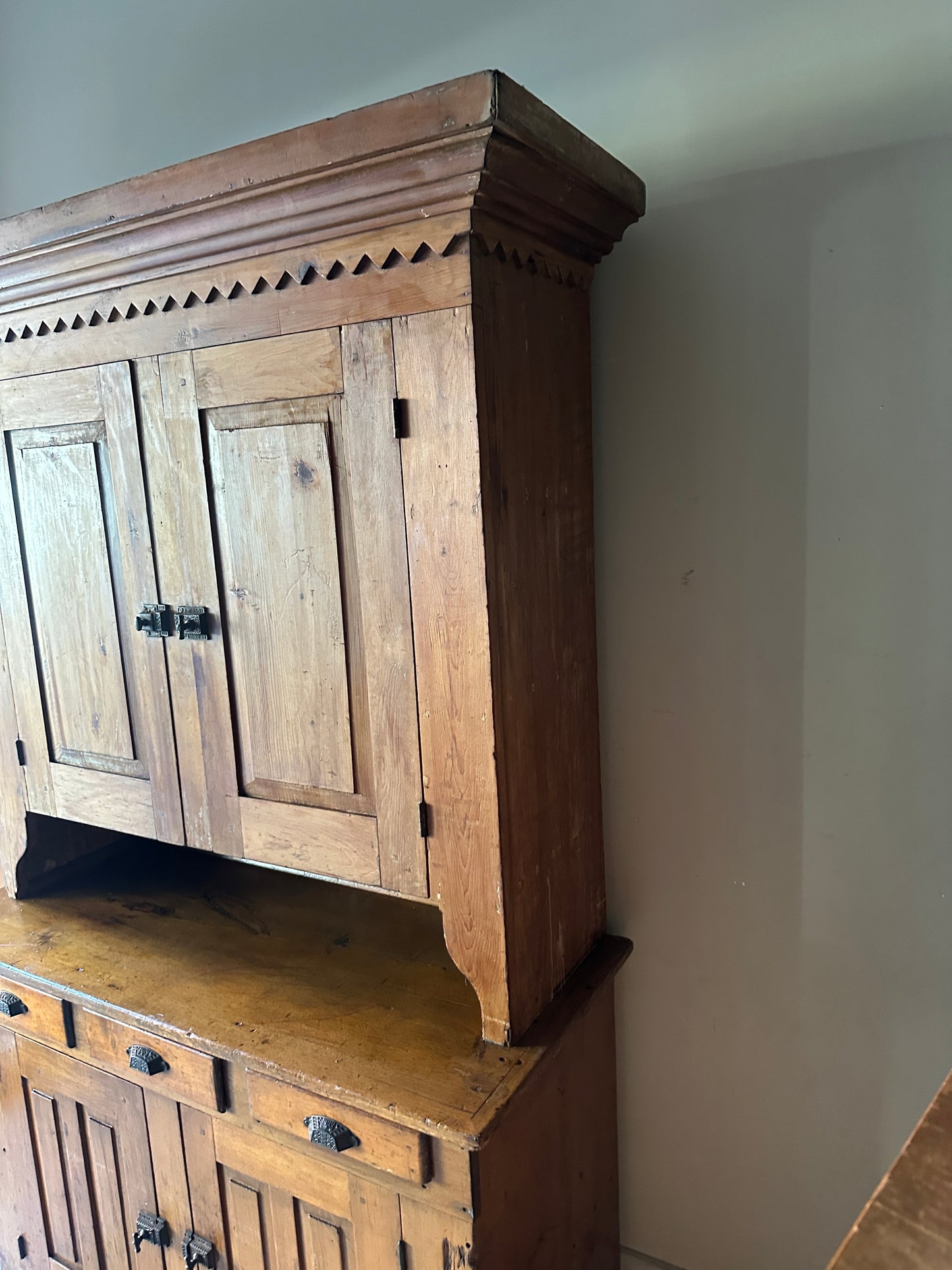Two piece pine hutch