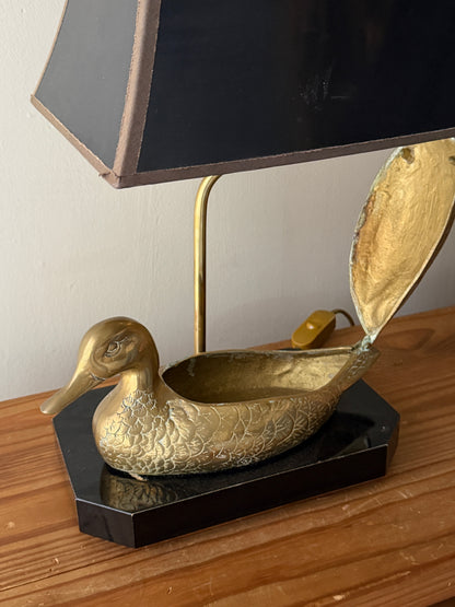 Brass duck table lamp