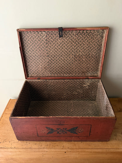 Small red painted chest
