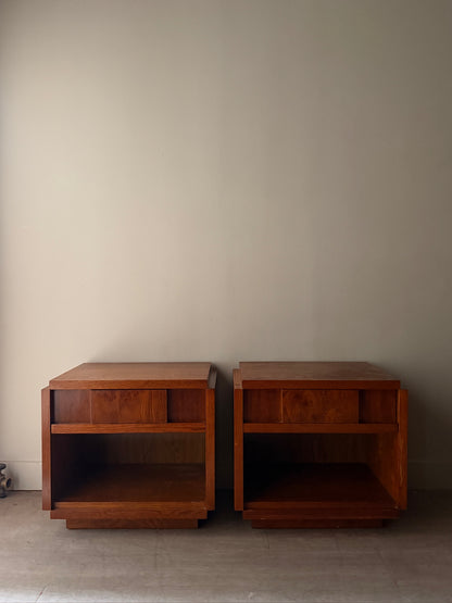 Lane walnut nightstands. Sold as a pair.