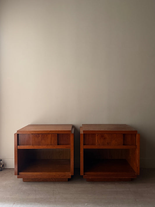Lane walnut nightstands. Sold as a pair.