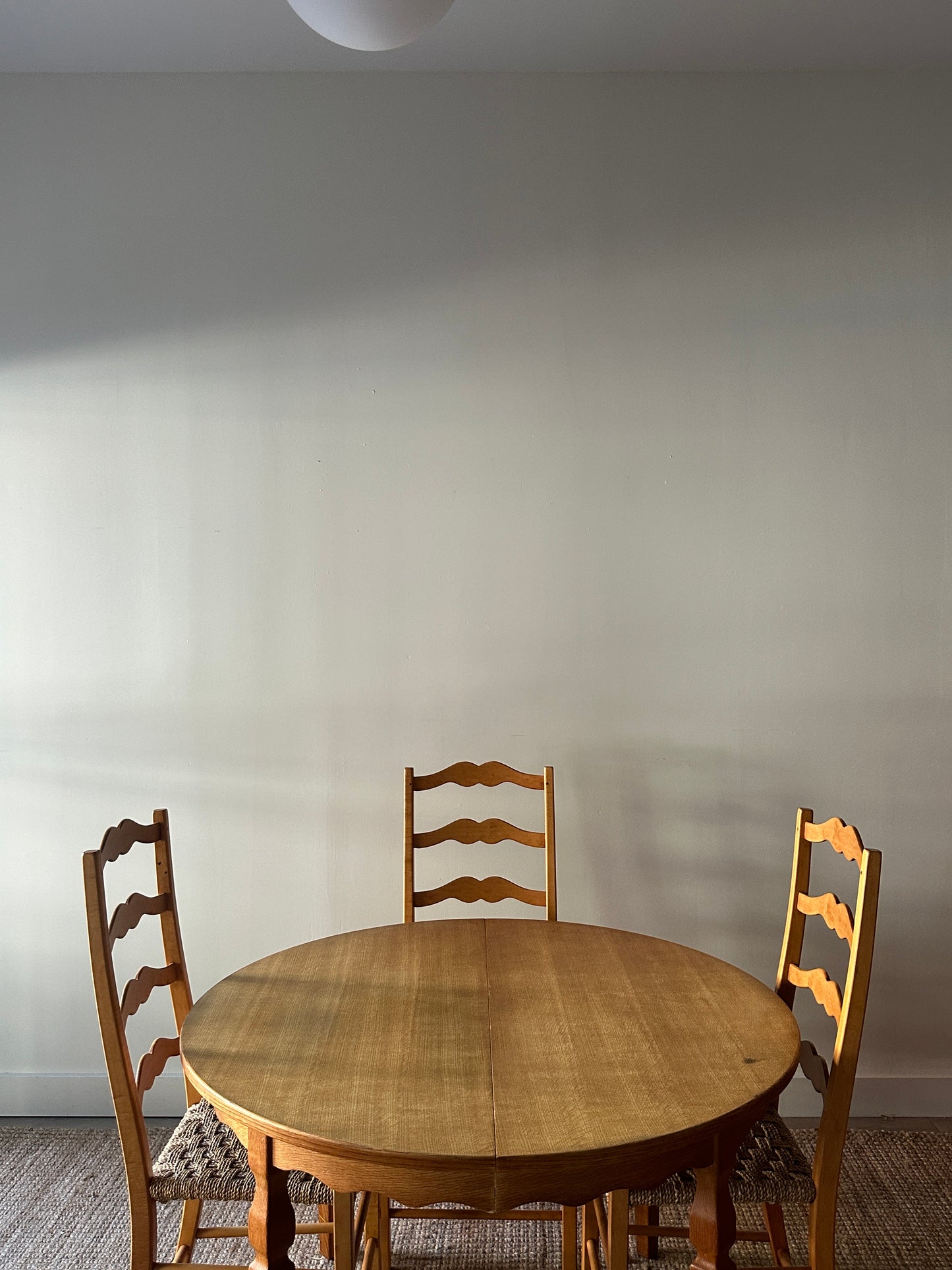 White oak dining table with leaf