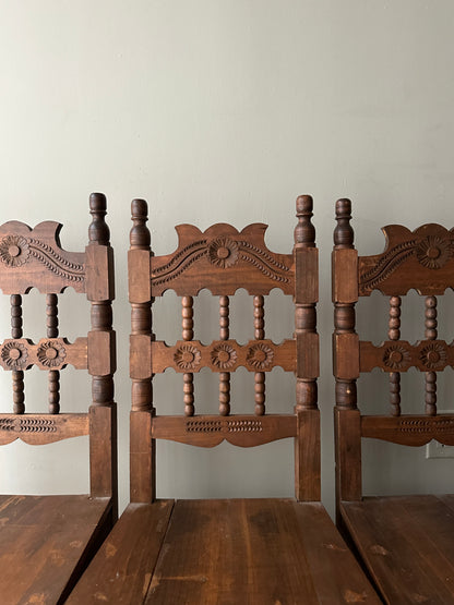 4 hand carved dining chairs. Sets of 2.