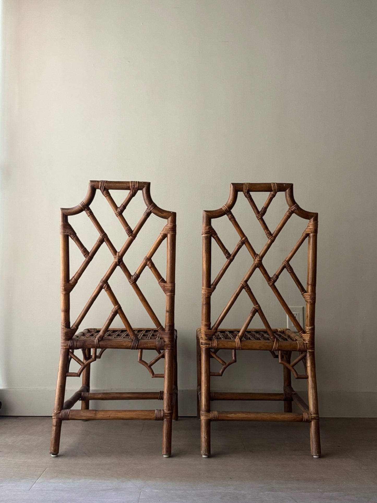Bamboo dining chairs. Sold as a pair.