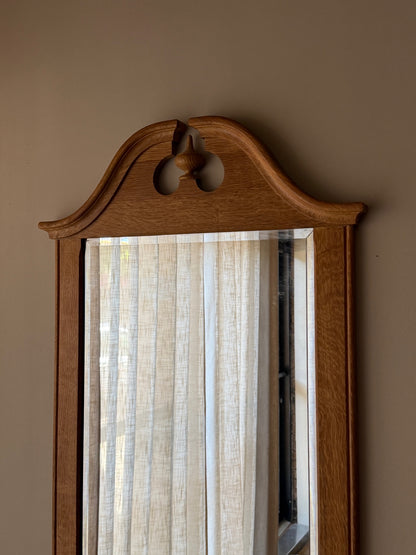 Danish oak mirror with shelf & drawer