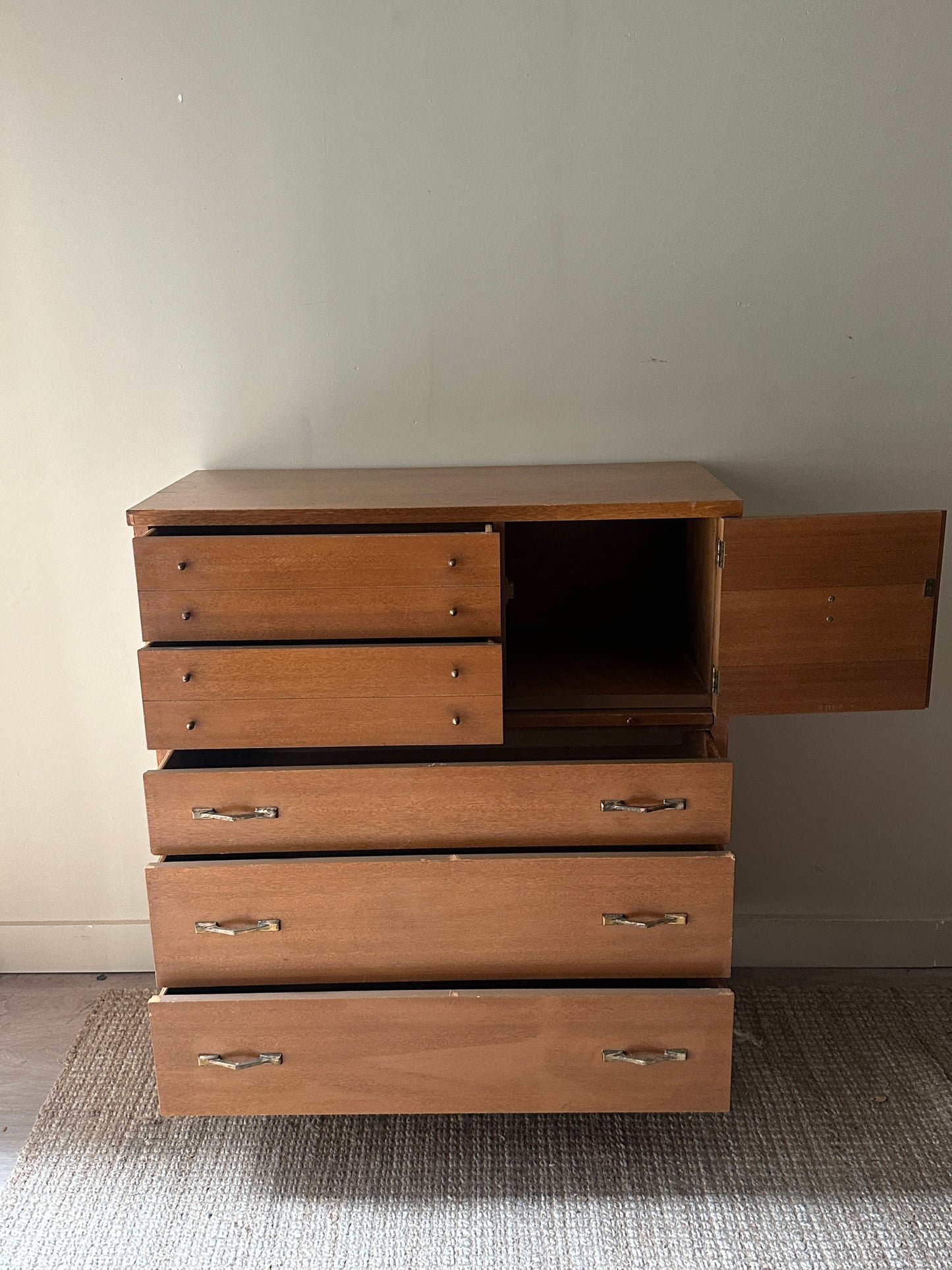 Walnut Tallboy with brass handles