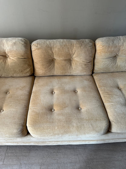 Velvet pale yellow couch